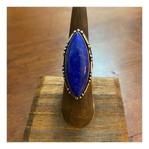 Lapis Lazuli Stone Ring, 925 Stamped Silver, 6